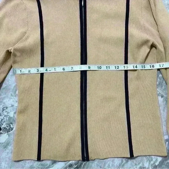 KnitdeKnit zipper Front long sleeve taupe-black size M - Picture 5 of 9